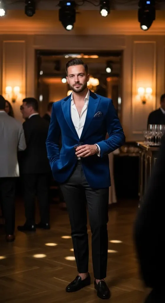 velvet-blazer-with-black-trousers