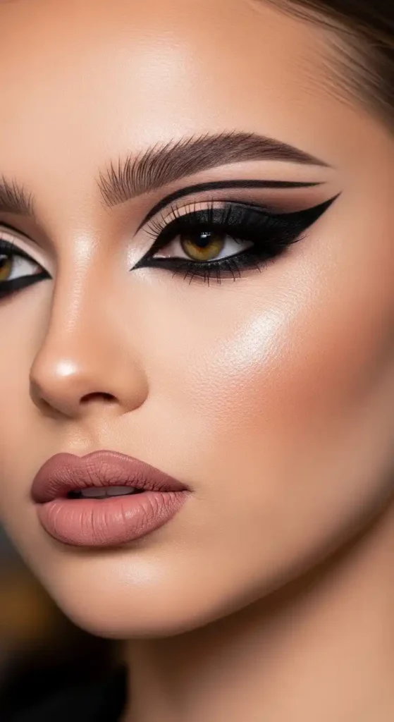 17 Top Glam makeup looks for Parties, Weddings & Night Outs 7 bold-eyeliner-with-matte-lips