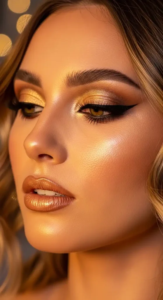 17 Top Glam makeup looks for Parties, Weddings & Night Outs 4 golden-glow-glam