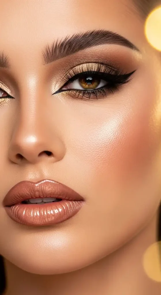 17 Top Glam makeup looks for Parties, Weddings & Night Outs 11 shimmering-eyes-with-glossy-lips