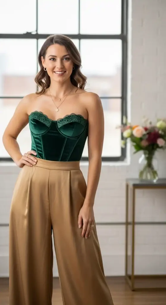 strapless-corset-with-palazzo-pants