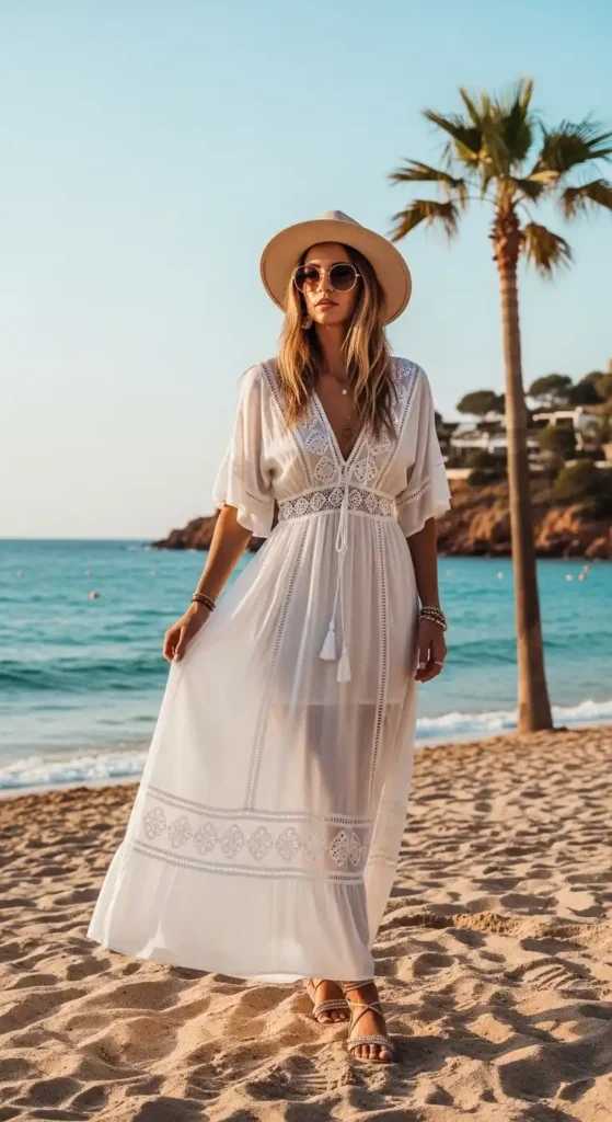 15 Ibiza Outfits to Try Today for a Stylish and Festival-Ready Look 2 white-flowy-maxi-dress