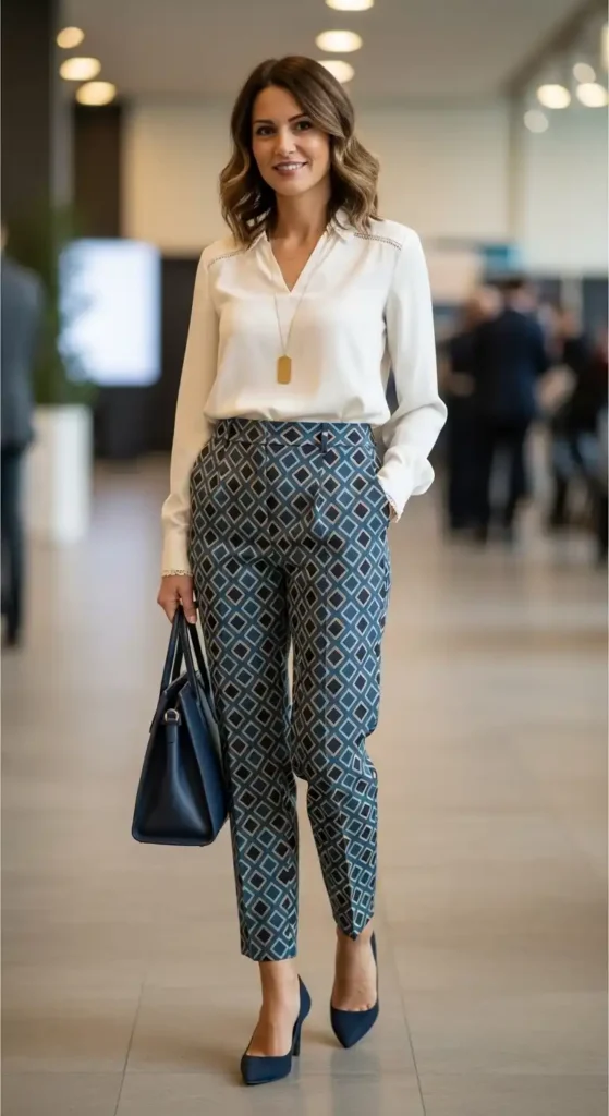 blouse-with-patterned-trousers