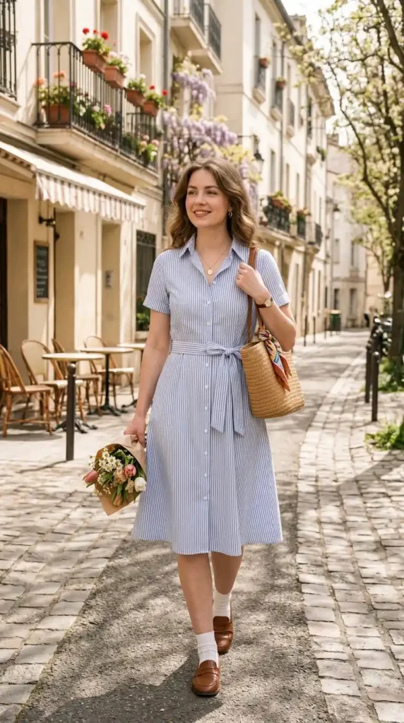 16 Vintage Spring Outfits to Bring Classic Charm to Your Wardrobe 10 button-down-collar-dress