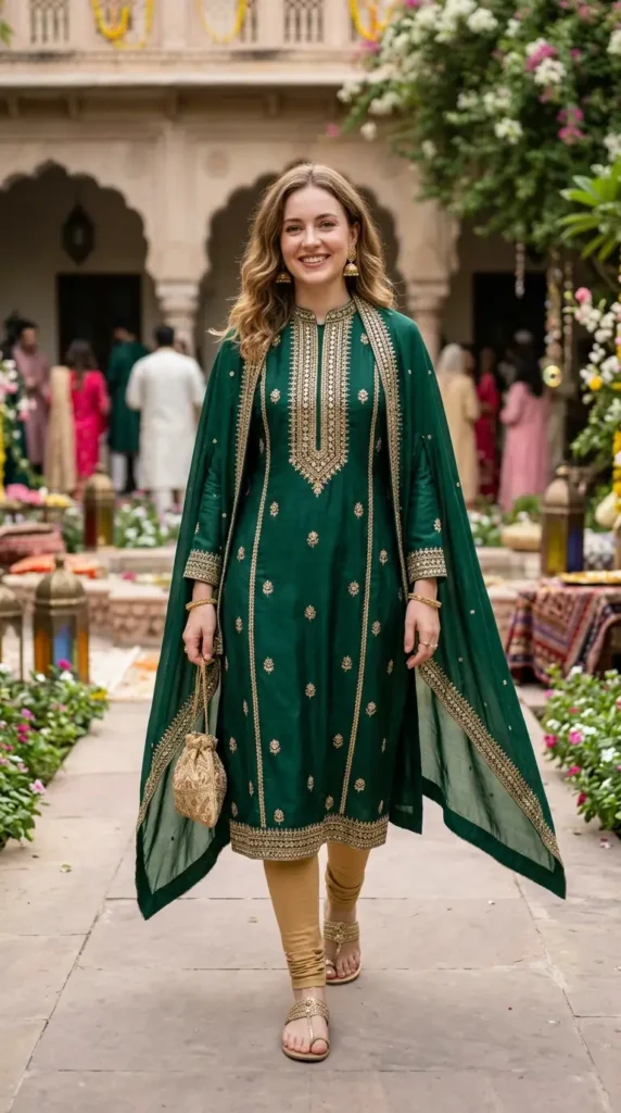 18 Modest Eid Outfit Ideas That Are Both Stylish and Comfortable 12 cape-style-kurta-with-leggings