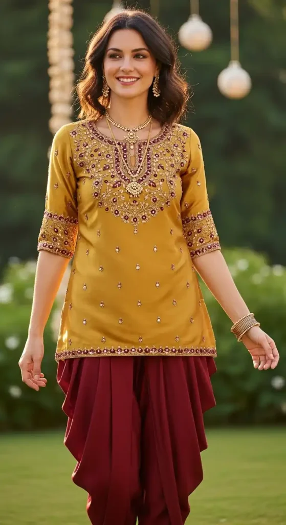 dhoti-pants-with-a-short-kurti