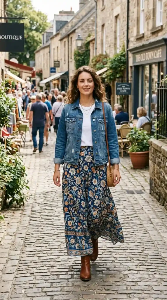 jacket-basic-tee-printed-maxi-skirt