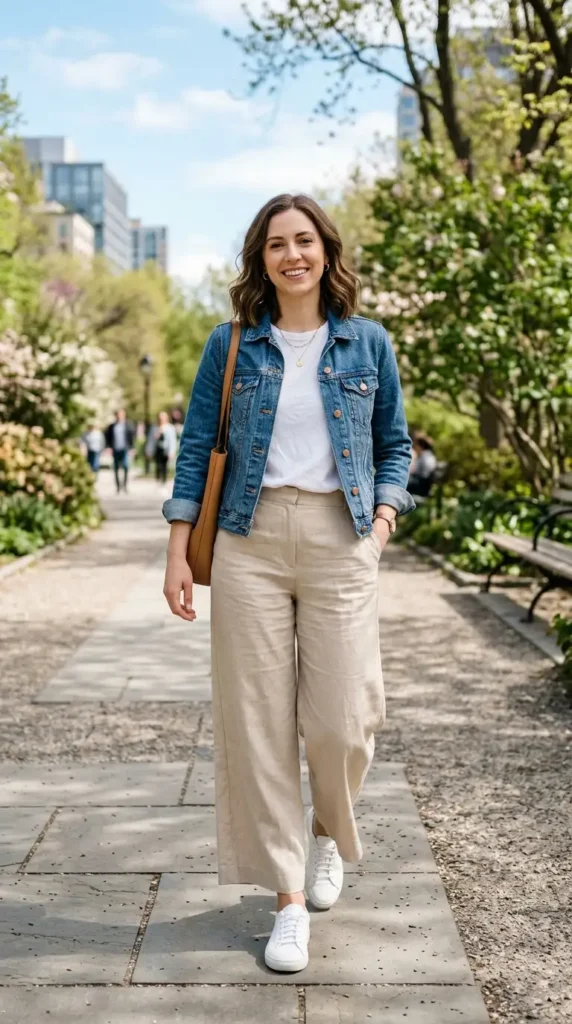 jacket-basic-tee-wide-leg-pants