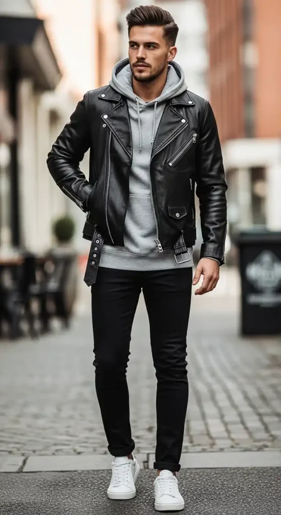 leather-biker-jacket-over-hoodie-with-slim-pants