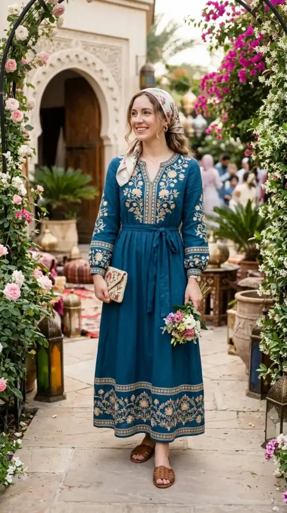 18 Modest Eid Outfit Ideas That Are Both Stylish and Comfortable 13 maxi-dress-with-embroidered-details