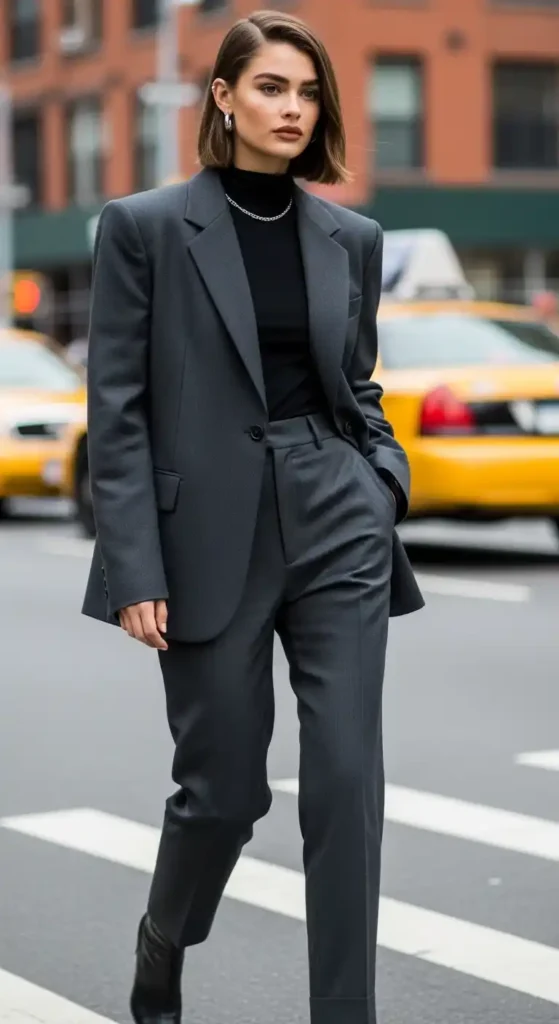 16 Chic 90s Minimalist Fashion Outfits That Are Back in Style 2 monochrome-tailored-suit