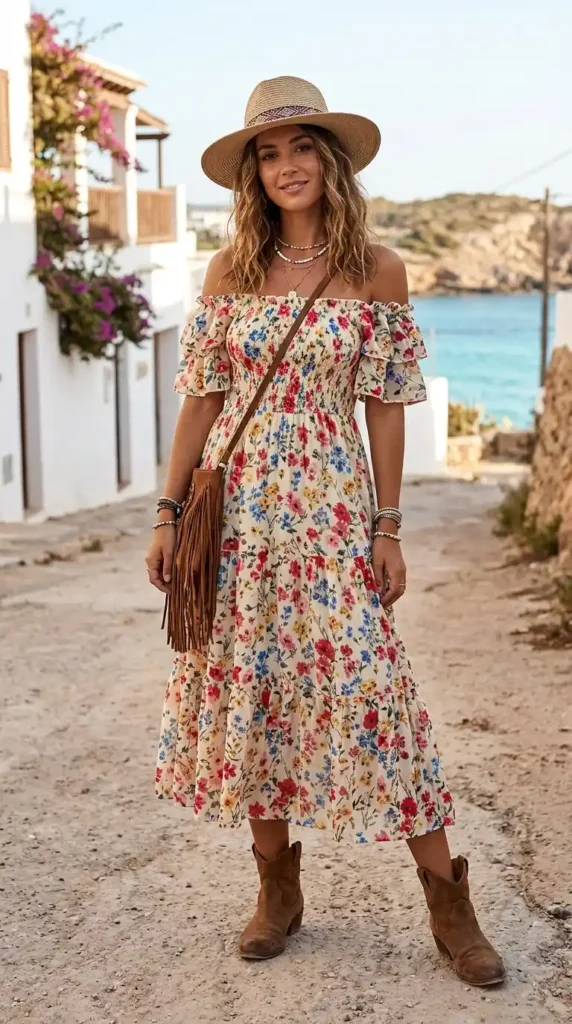 off-shoulder-floral-dress