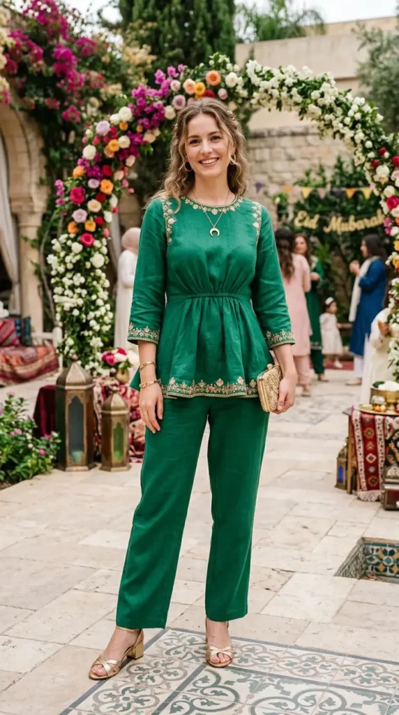18 Modest Eid Outfit Ideas That Are Both Stylish and Comfortable 11 peplum-top-with-straight-pants
