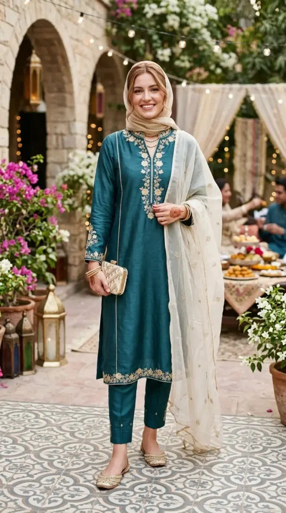 18 Modest Eid Outfit Ideas That Are Both Stylish and Comfortable 4 tailored-long-shirt-with-cigarette-pants