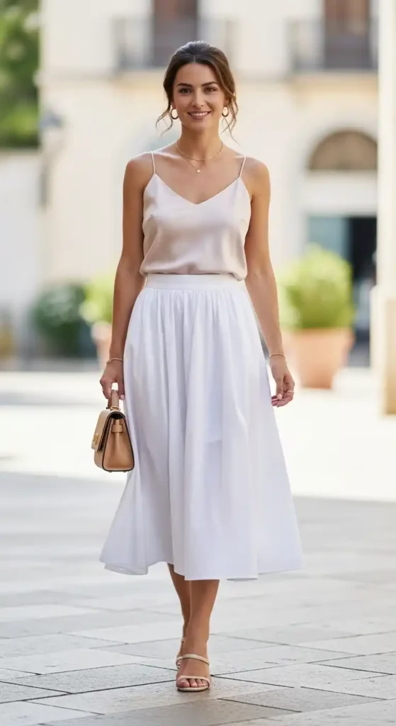 white-skirt-with-a-silk-camisole