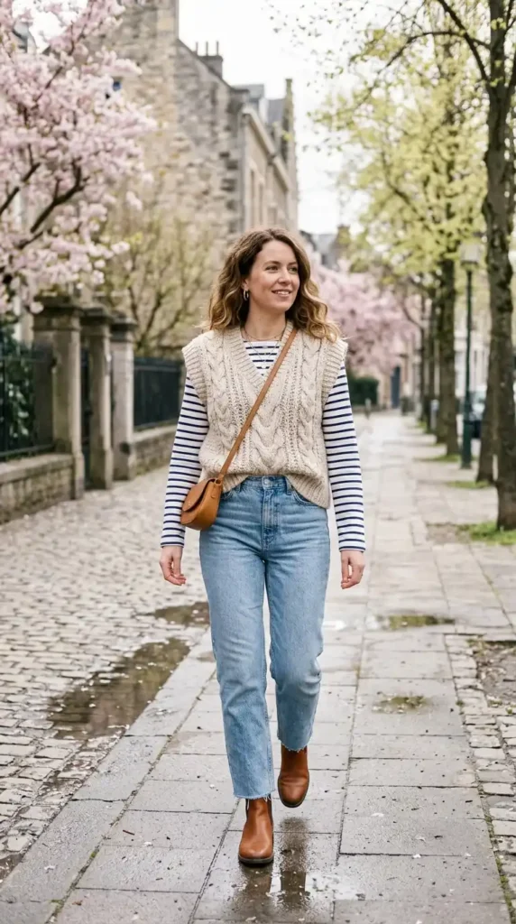 chunky-knit-vest-over-a-long-sleeve-shirt