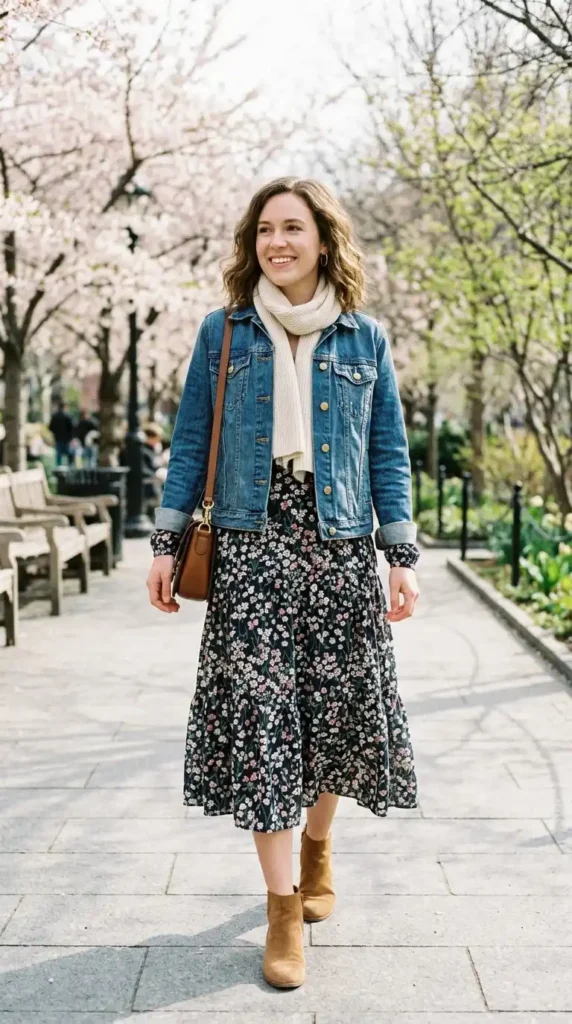 denim-jacket-with-floral-midi-dress