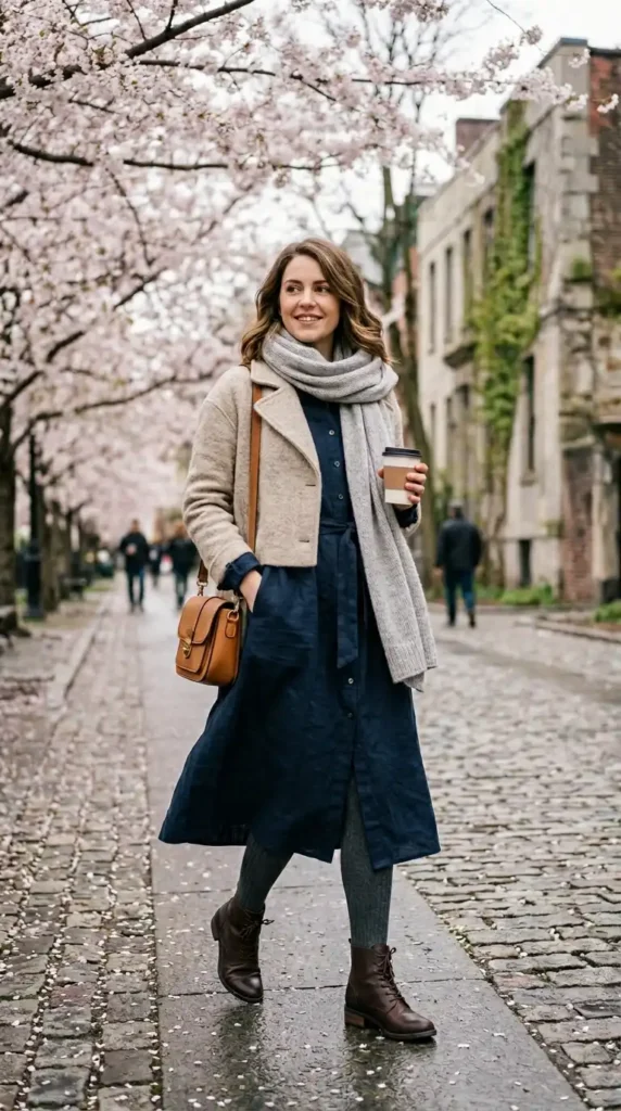 linen-shirt-dress-with-a-cropped-wool-coat