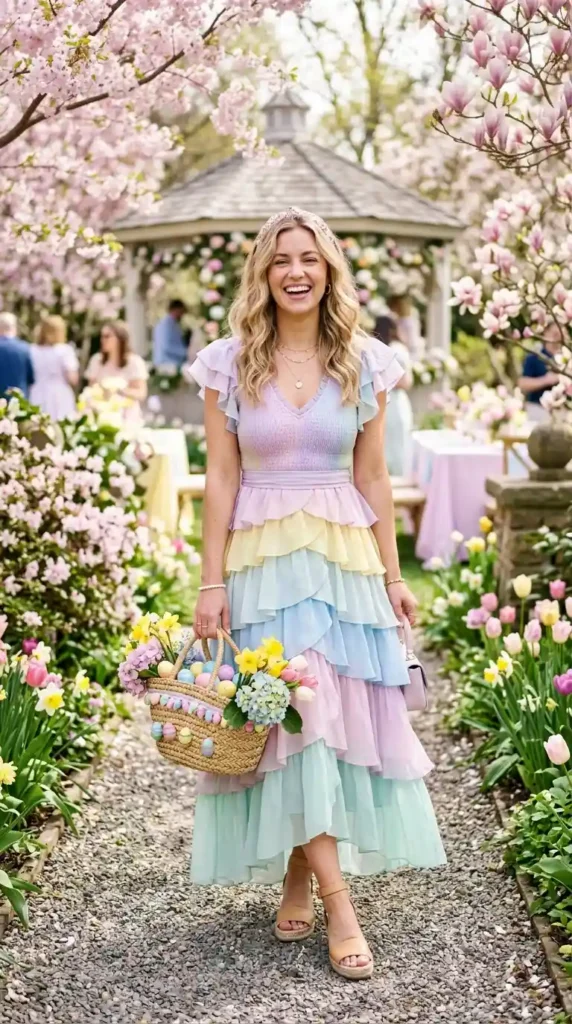 17 Trendy Chic Easter Outfits for an Elegant Easter Celebration 14 ruffled-dress-in-pastel-shades