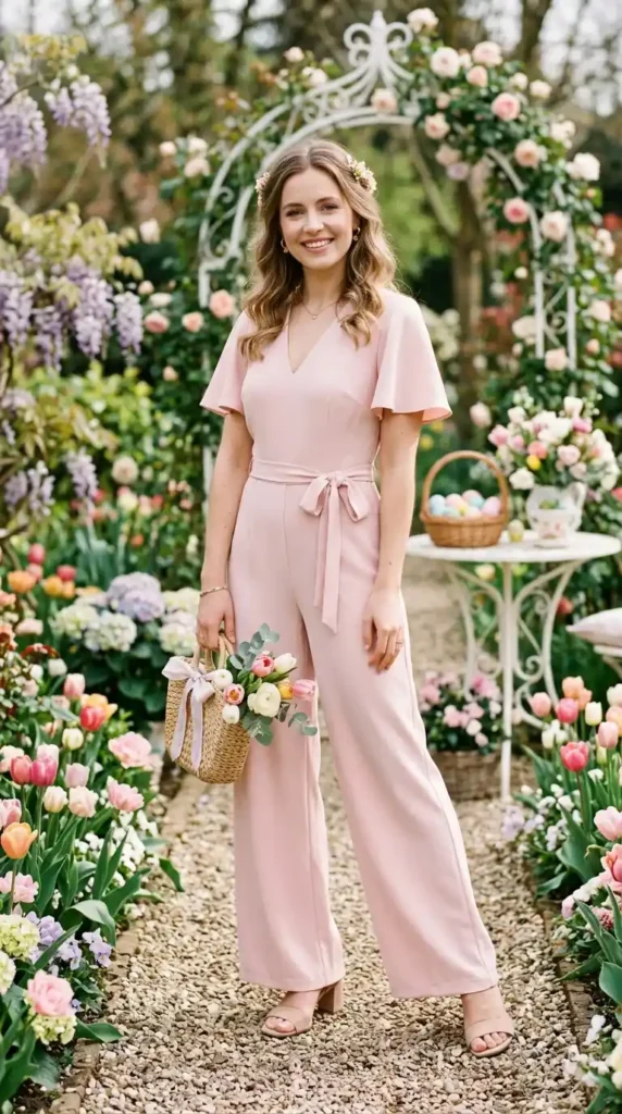 17 Trendy Chic Easter Outfits for an Elegant Easter Celebration 8 soft-pink-jumpsuit