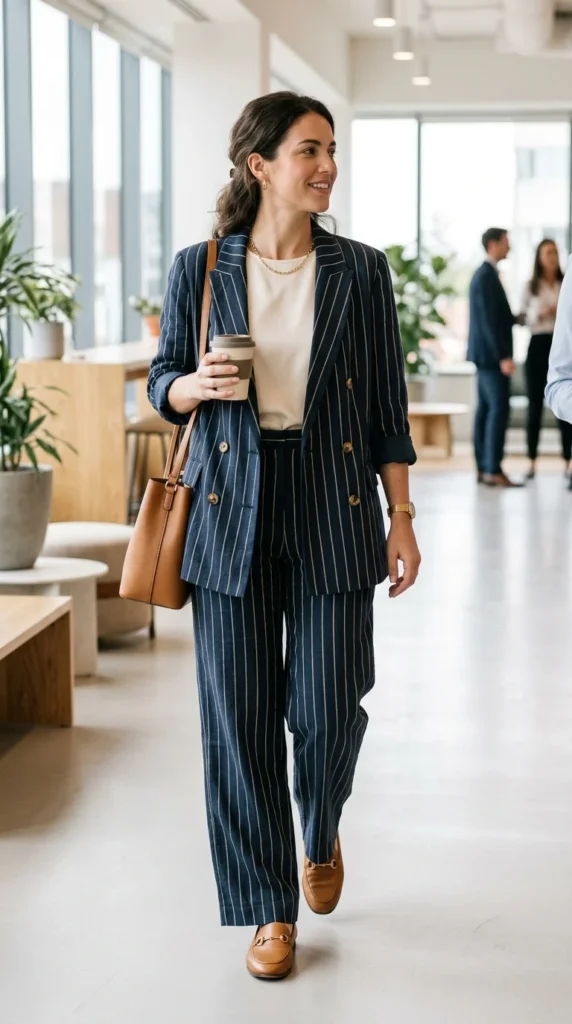 18 Business Casual Outfits That Are Stylish and Comfortable 6 striped-co-ord-set