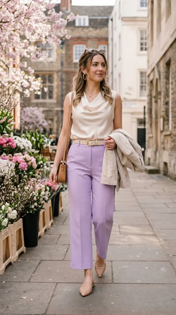 17 Trendy Chic Easter Outfits for an Elegant Easter Celebration 13 tailored-trousers-with-a-silk-top