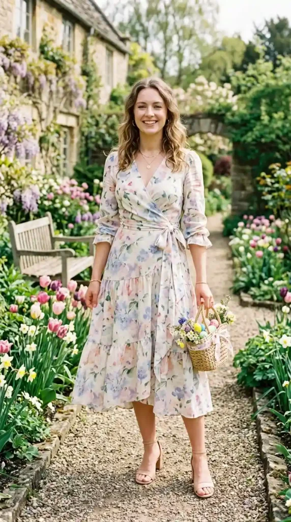 17 Trendy Chic Easter Outfits for an Elegant Easter Celebration 6 wrap-dress-with-soft-prints