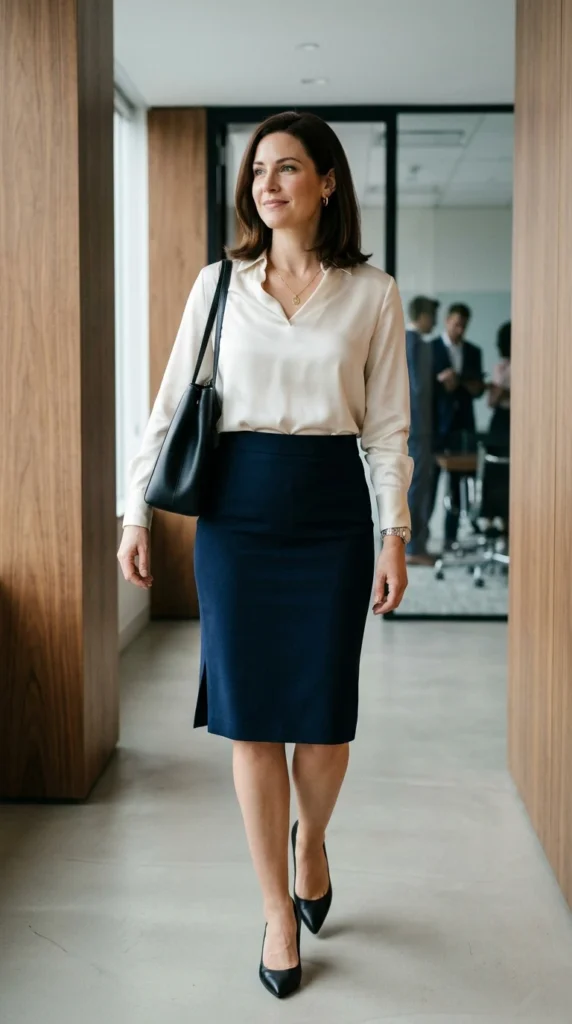 pencil-skirt-with-soft-blouse