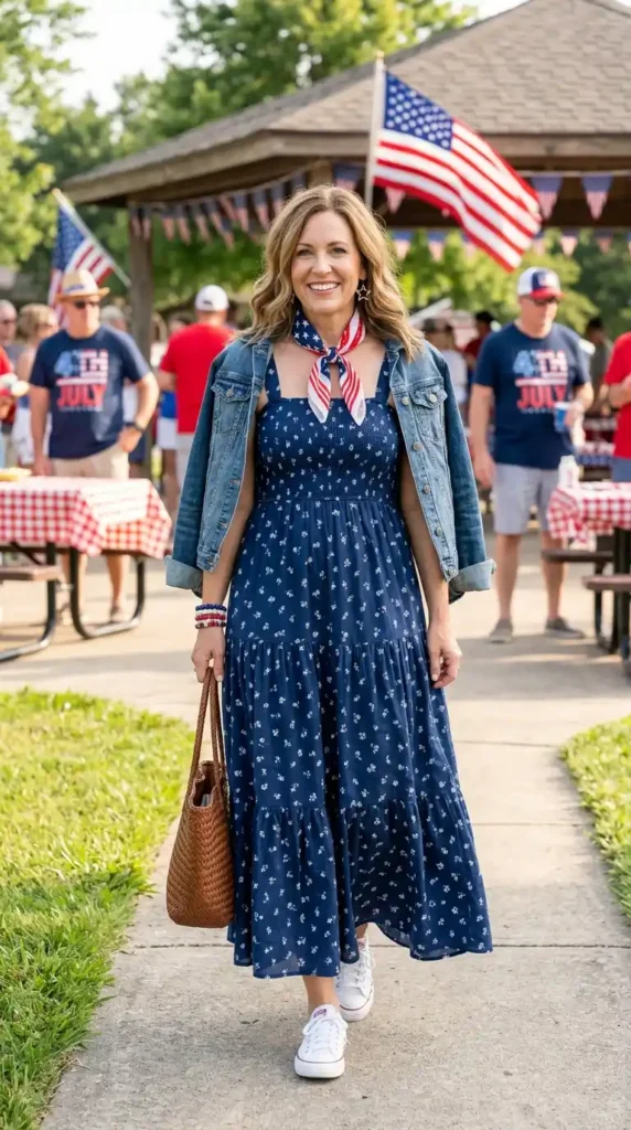 17 Amazing 4th of July Outfit Ideas to Show Your Patriotic Spirit 5 blue-maxi-dress-style