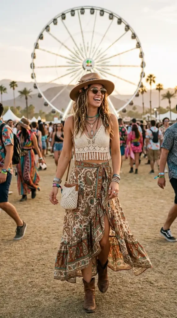 16 Dreamy Coachella Outfits for the Perfect Festival Aesthetic 10 bohemian-two-piece-outfit
