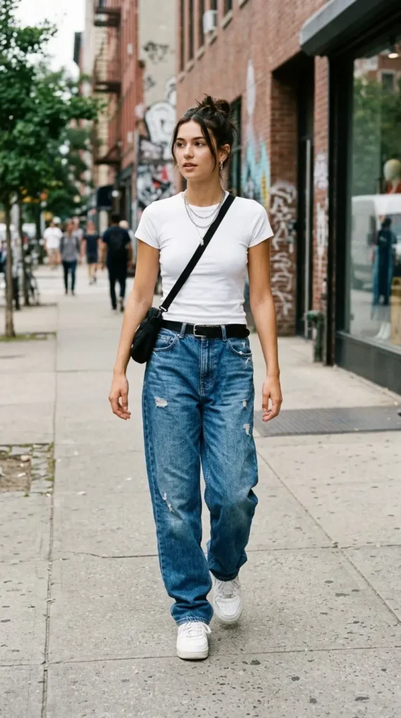classic-blue-baggy-jeans-with-a-white-fitted-tee