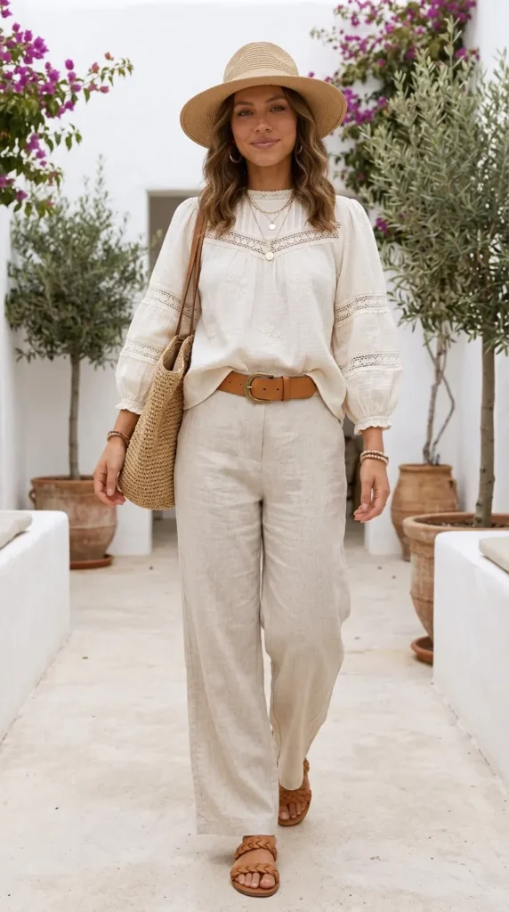 How to Wear Boho Blouses Outfits Like a Modern Bohemian Queen 10 combine-with-linen-bottoms