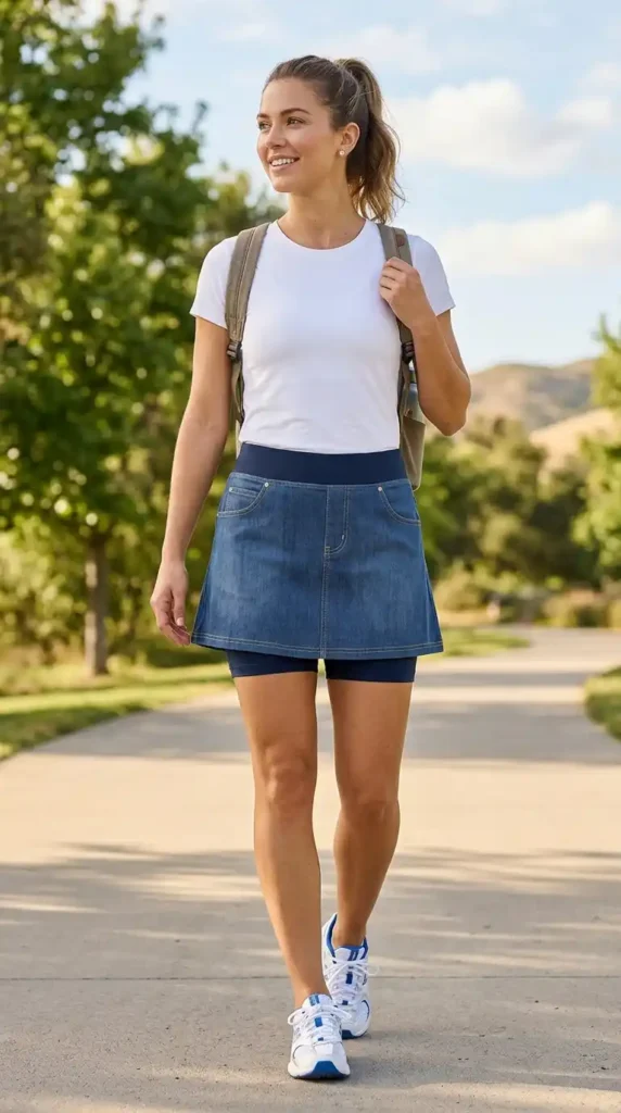 17 Cute Athletic Skirts and Skorts for Sporty and Everyday Fashion 12 denim-inspired-athletic-skort