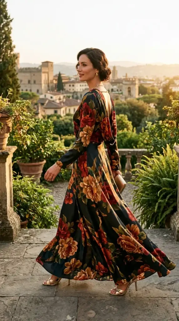 15 Trendy Glamour Dresses Ideas for a Chic & Modern Appearance 14 dramatic-floral-print-maxi-dress