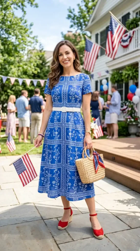 17 Amazing 4th of July Outfit Ideas to Show Your Patriotic Spirit 18 elegant-blue-and-white-outfit