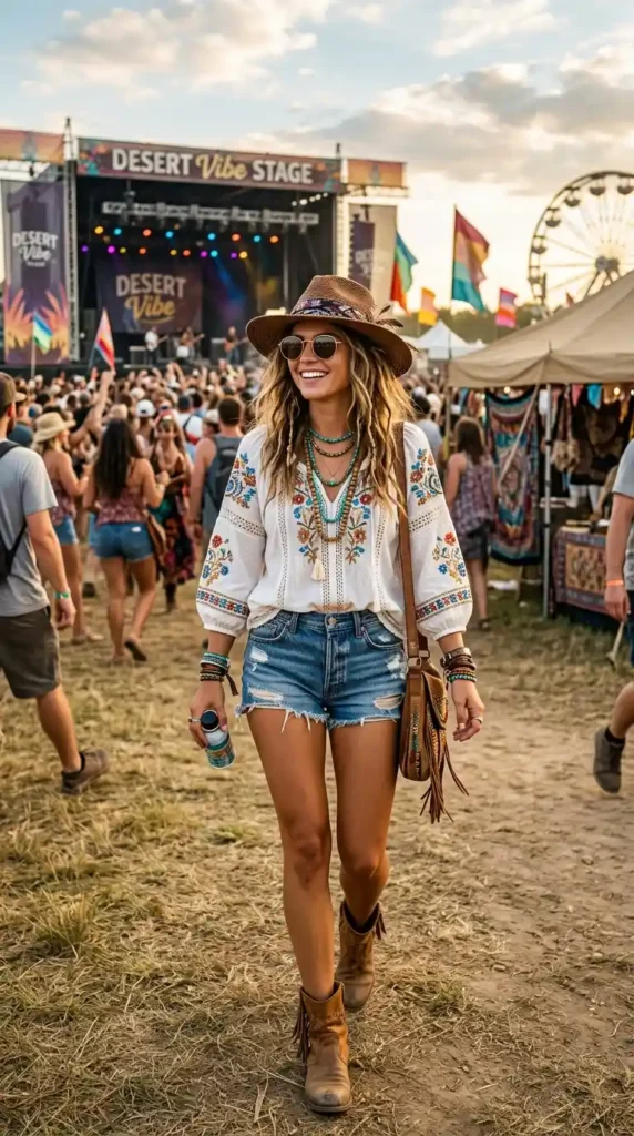 embroidered-white-blouse-and-denim-cut-off-shorts