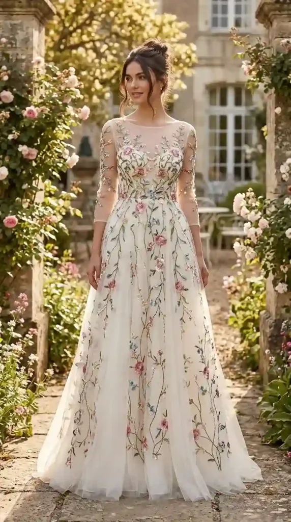 15 Trendy Glamour Dresses Ideas for a Chic & Modern Appearance 6 floral-embroidered-tulle-dress