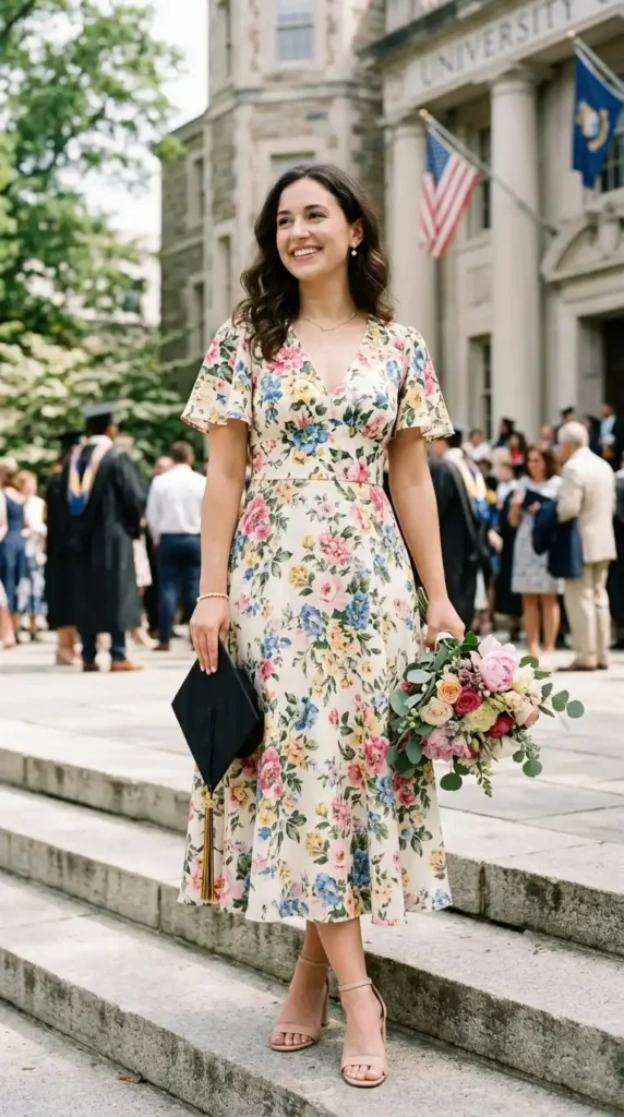 15 Women's Graduation Dress Ideas to Look Elegant on Your Big Day 3 floral-print-graduation-dress