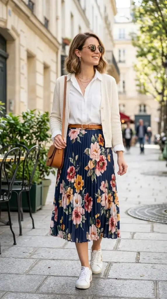 floral-print-pleated-skirt