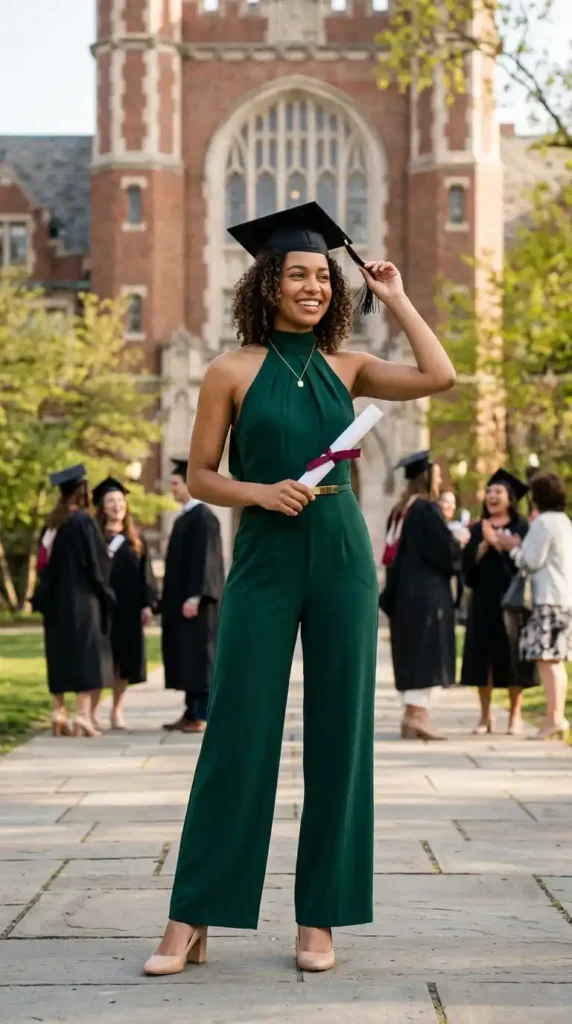 15 Women's Graduation Dress Ideas to Look Elegant on Your Big Day 13 jumpsuit-style-graduation-outfit