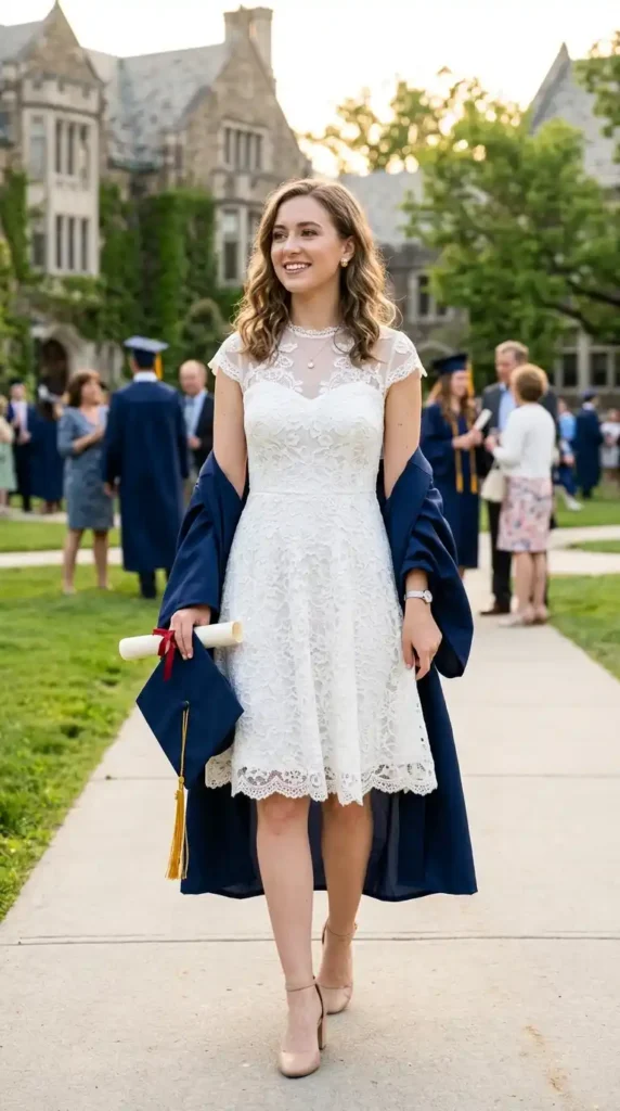 15 Women's Graduation Dress Ideas to Look Elegant on Your Big Day 9 lace-detail-graduation-dress