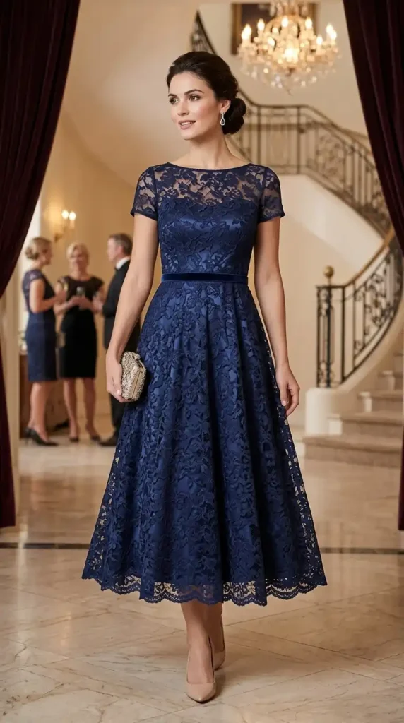 15 Trendy Glamour Dresses Ideas for a Chic & Modern Appearance 10 lace-overlay-tea-length-dress
