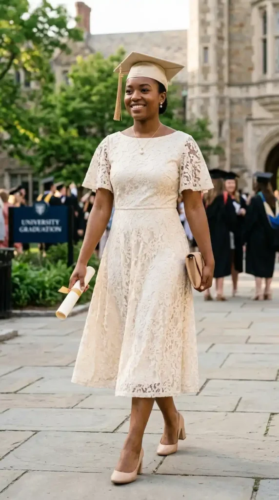 15 Women's Graduation Dress Ideas to Look Elegant on Your Big Day 5 midi-length-graduation-dress