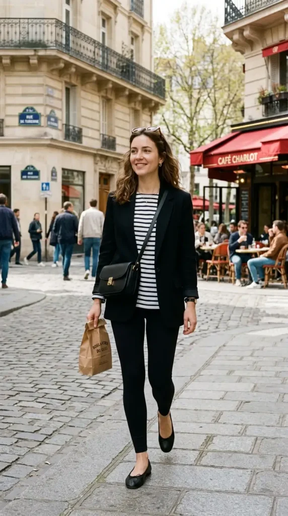 15 Game-Changing Casual Chic Women Outfits You Need Now 14 minimal-parisian-looks-with-stripes-and-leggings