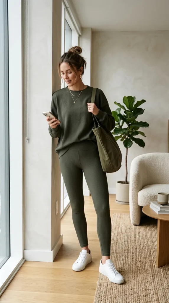 16 Cute Leggings Outfit Ideas for Easy Everyday Fashion Inspiration 17 monochrome-set-with-matching-leggings