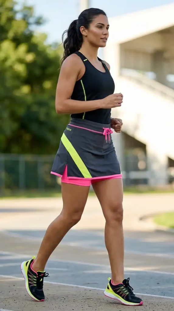 17 Cute Athletic Skirts and Skorts for Sporty and Everyday Fashion 18 neon-accent-athletic-skort