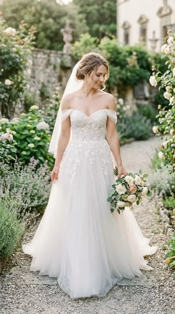 off-shoulder-romantic-tulle-gown