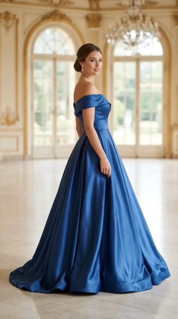15 Trendy Glamour Dresses Ideas for a Chic & Modern Appearance 5 off-shoulder-satin-ball-gown