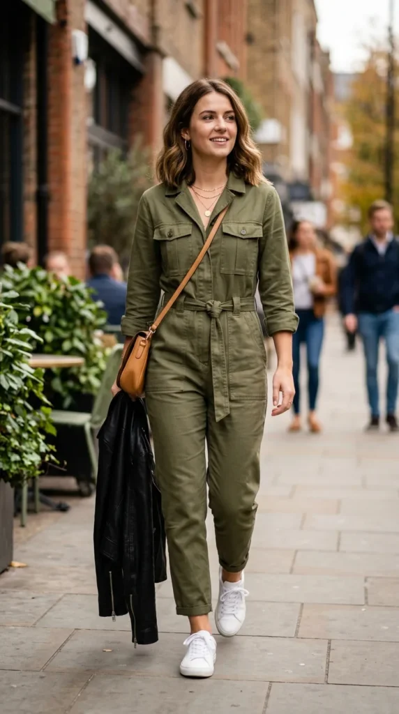 Green Jumpsuit Styles: 15+ Fashionable Ways to Wear It Confidently 3 olive-green-utility-jumpsuit