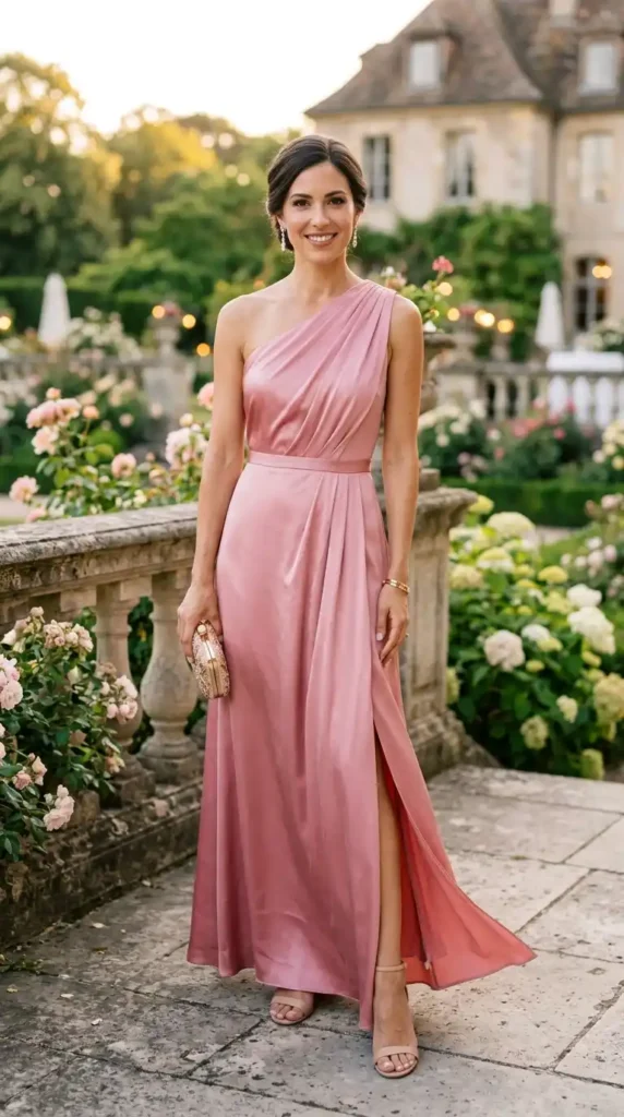 one-shoulder-pink-silk-dress